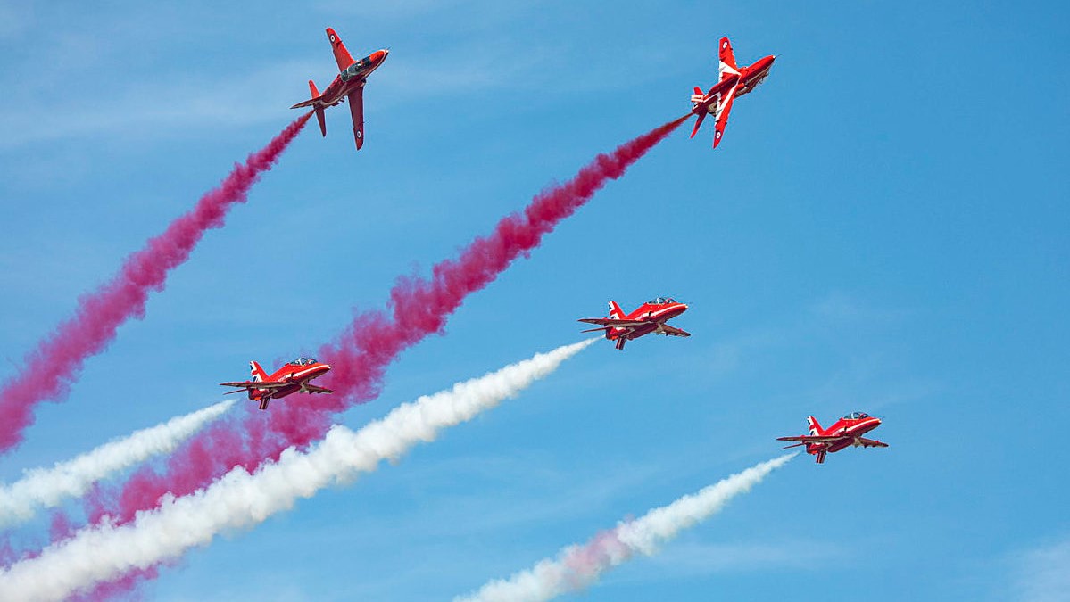 Red Arrows Aerobatic Team Performs Nationwide Flypasts In New Displays